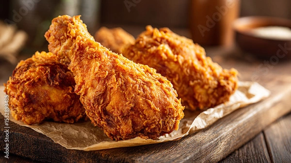 Fototapeta High-Resolution Chicken Leg with Rustic Texture and Lighting