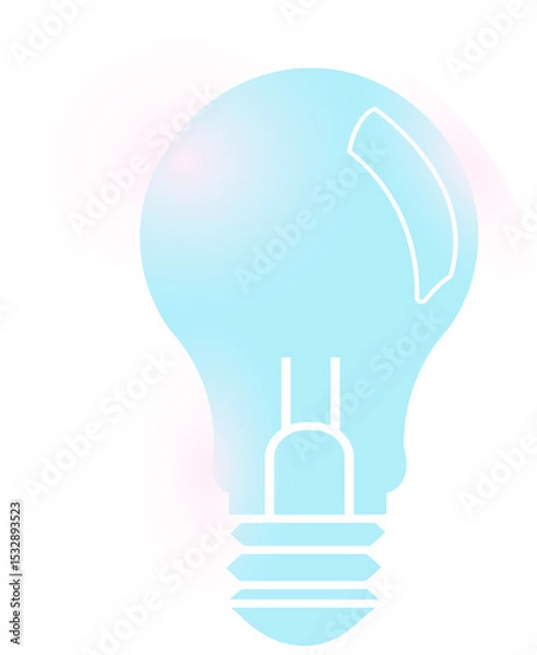 Obraz Flat vector blue light bulb icon is glowing with lens flare effects on transparent background