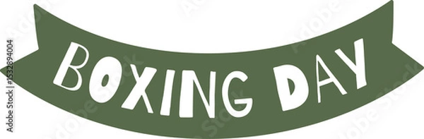 Obraz Ribbon banner is floating on transparent background, displaying BOXING DAY text, flat design