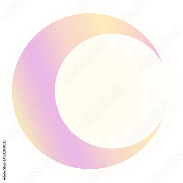 Obraz Flat design is showing pastel yellow-pink blend crescent overlapping sun on transparent background