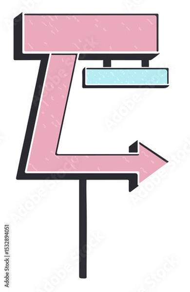 Obraz Minimalist signpost is showing large pink board, small blue sign and pink arrow on transparent