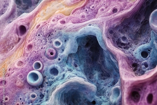 Obraz Microscopic view showcasing the intricate details of ductal cell carcinoma adenocarcinoma highlighting its unique cellular structure and coloration patterns