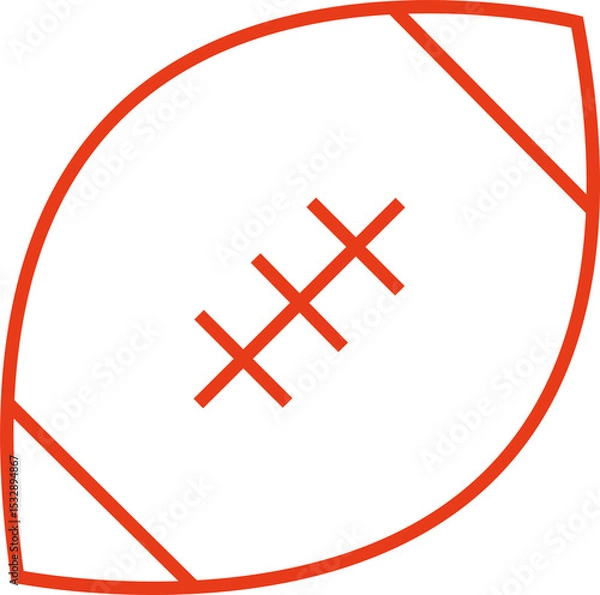 Obraz Stylized American football icon is featuring red line drawing with lace on transparent background