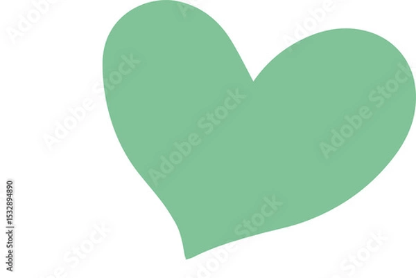 Obraz Flat hearts are hovering on transparent backdrop, showing mint-green fill and white outline