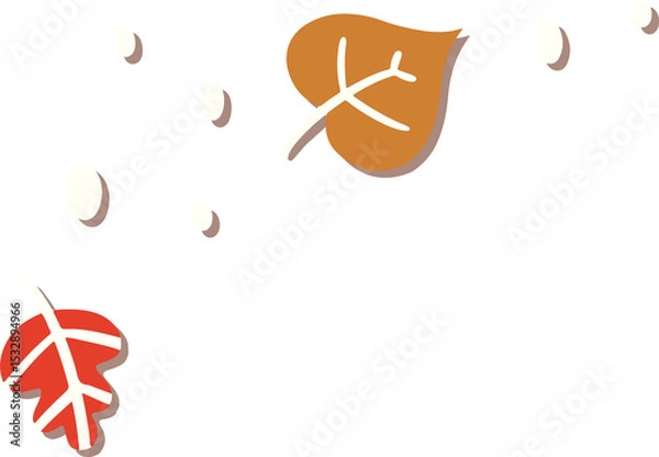Fototapeta Stylized autumn leaves are falling in transparent vector art with floating ovals and white veins