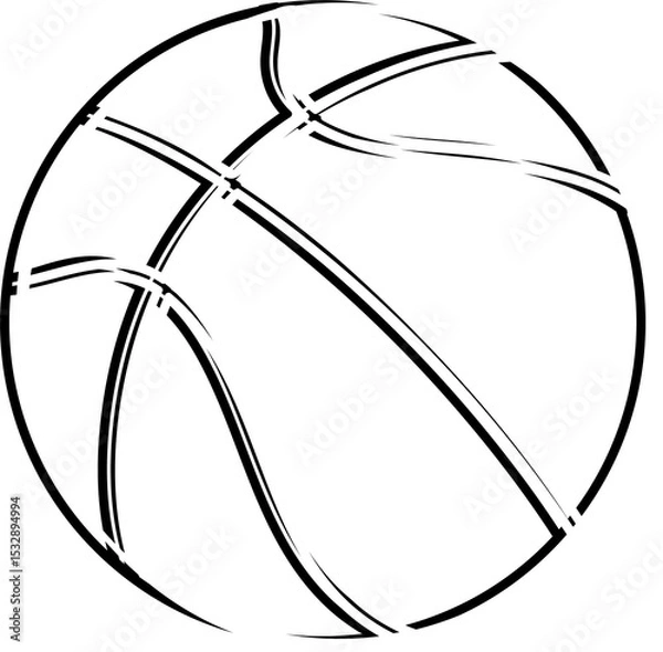 Fototapeta Flat design basketball outline is floating against transparent background, showcasing seam pattern