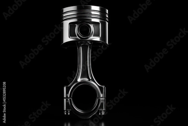 Fototapeta A detailed piston with visible grooves and shiny metallic texture, isolated on a transparent background.