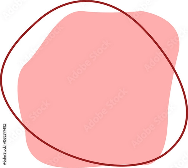 Obraz Flat design showing pink blob floating inside red scribble ellipse on transparent background