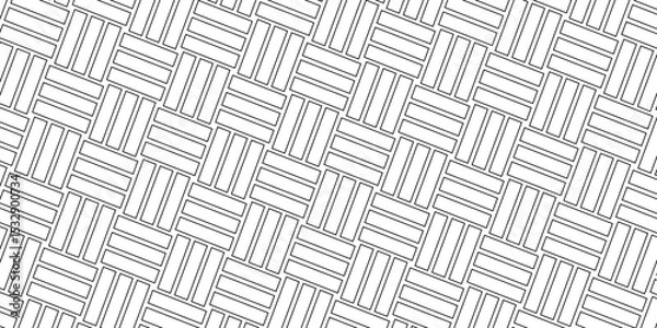 Fototapeta Weave Pattern Showing Repetition Useful as Background. Minimal line Seamless geometric pattern with shapes. Decoration and maze ornament square wall tile. colorful rattan weave texture background.