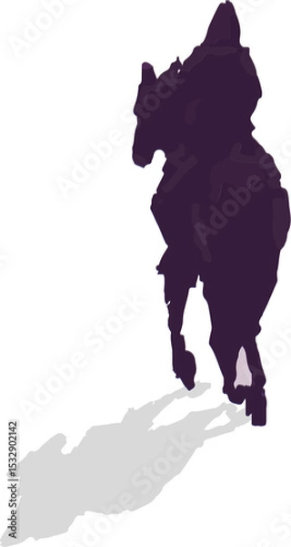 Obraz Flat vector canine silhouette is walking left on transparent background, casting black shadow
