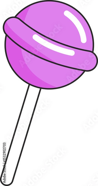 Obraz Purple lollipop is featuring glossy ring detail in flat vector design on transparent background