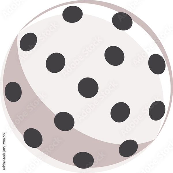 Obraz Polka-dotted sphere is floating on transparent background, showcasing flat vector cookie-like form