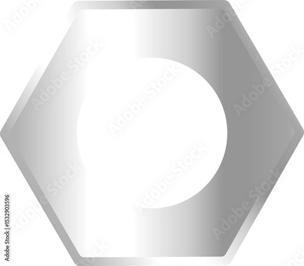Fototapeta Shining hexagonal nut rotating on transparent background, showing silver gradient and central bore