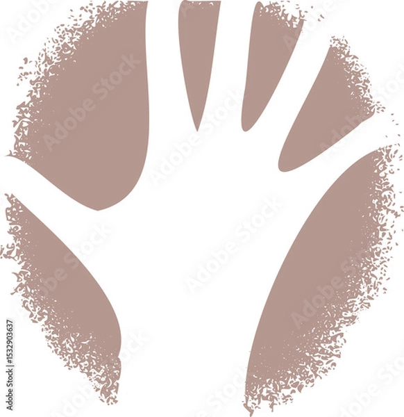 Obraz Stylized hand silhouette is being shown in flat design with distressed ring, transparent background
