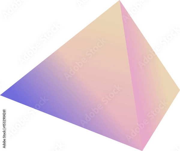 Fototapeta Stylized 3D pyramid is glowing in pastel gradient violet to yellow, transparent background