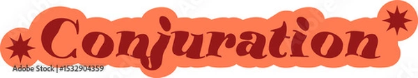 Fototapeta Stylized flat design is featuring Conjuration over coral blob with star motifs on transparent bg