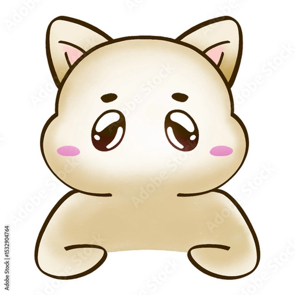 Obraz Cute cat-like creature is posing in flat vector art, showing glossy eyes, transparent background