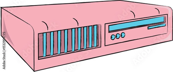 Obraz Flat pink server unit is showing grille, display and buttons on transparent background, copy space