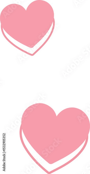 Obraz Pair of pink hearts are showcasing flat design, layered shadow duplicates on transparent background