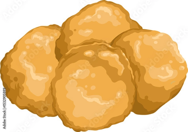 Fototapeta Flat design chicken nugget cluster is showing four crispy breaded pieces on transparent background