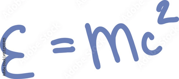 Obraz E=mc² equation is being shown in stylized blue brushstroke letters, transparent background