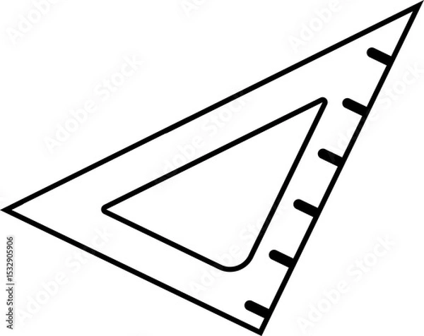 Obraz Drafting triangle is being displayed tilted in flat design with edge marks, transparent background