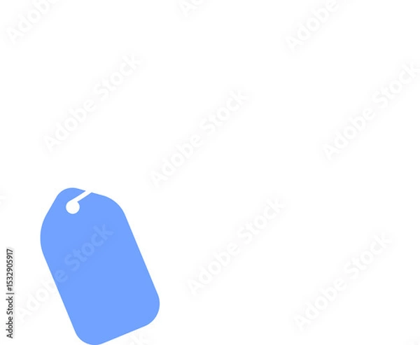 Obraz Bright blue price tag is hanging by white cord on transparent background, flat design, copy space