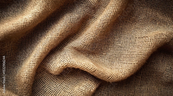 Fototapeta Burlap background, woven texture. Cotton fabric close-up, with space for text. Canvas Texture