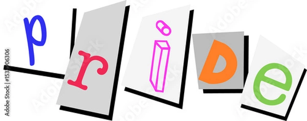 Fototapeta Illustration is showing five angled cards spelling pride in flat vector on transparent background
