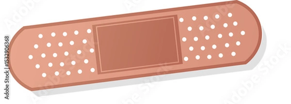 Fototapeta Illustrating peach-toned adhesive bandage with perforations, central pad on transparent background