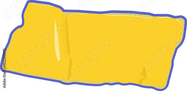 Obraz Flat style yellow sticker floating on transparent background, showing glossy sheen and dark outline