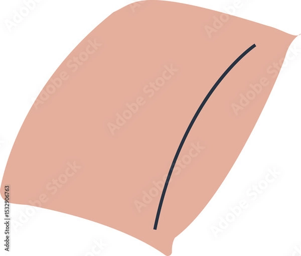 Fototapeta Displaying flat design peach shape with smooth curves and dark stroke on transparent background