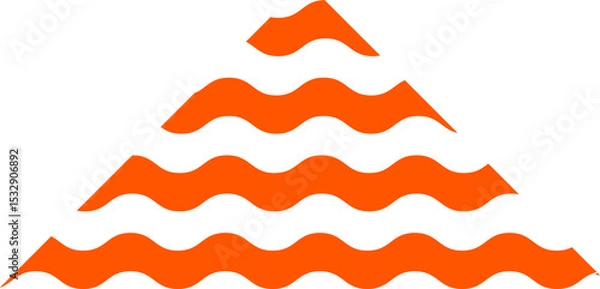 Obraz Abstract vector showing stacked orange waves forming triangular pyramid on transparent background