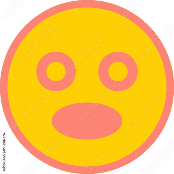 Obraz Cartoon emoticon face is floating on transparent background featuring coral rings and mouth