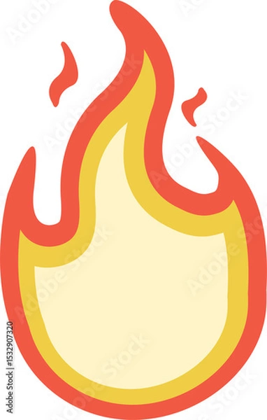 Fototapeta Flame icon is showing flat design with cream core, yellow and red layers on transparent background