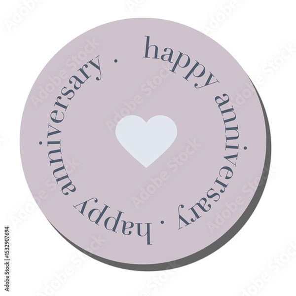 Fototapeta Flat anniversary sticker is floating on transparent canvas showing repeating text with heart