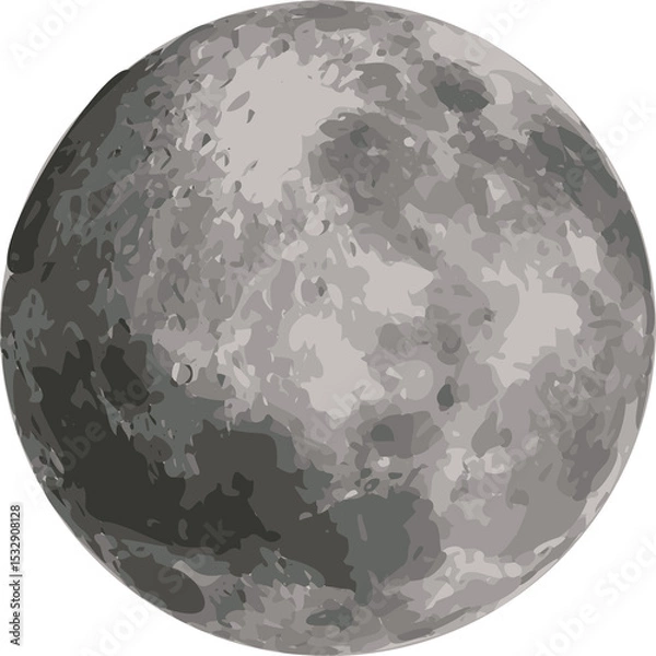 Obraz Full moon illustration is appearing in flat design with cratered surface, transparent background