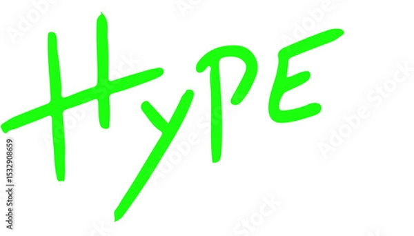 Obraz Neon HYPE graphic is bursting on transparent canvas, with bold brush strokes and white motion lines