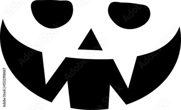 Fototapeta Stylized carved pumpkin face is being shown in flat design, transparent background