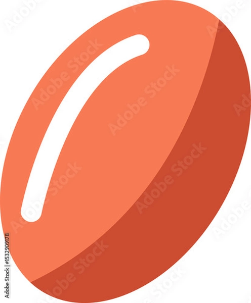 Fototapeta Flat design orange capsule is floating on transparent backdrop with gradient and white highlight