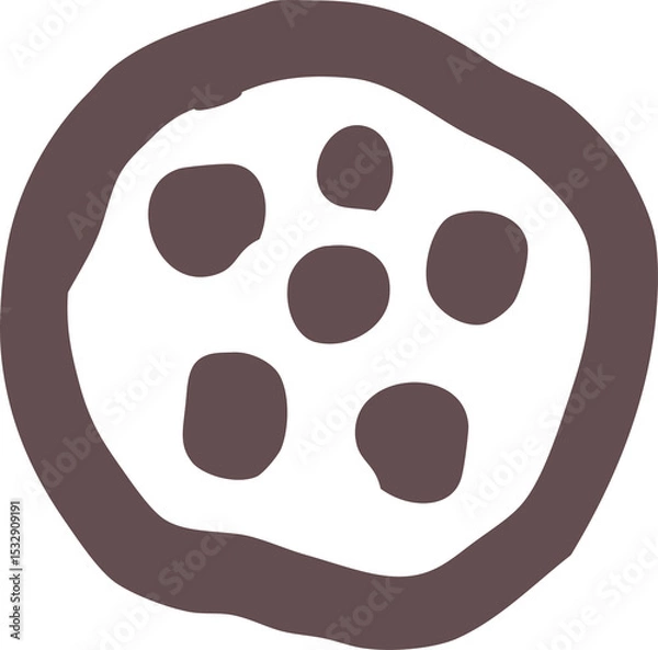 Fototapeta Cookie graphic is appearing in flat style with circular outline and chips on transparent background