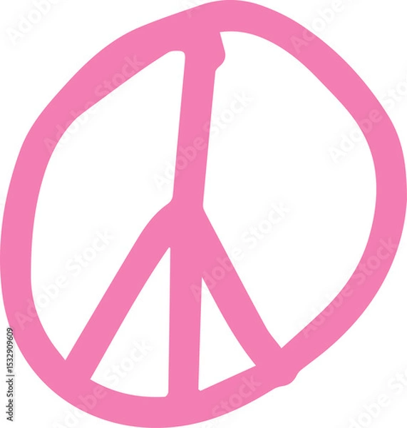 Obraz Pink peace symbol is hovering on transparent background, in flat hand-drawn style