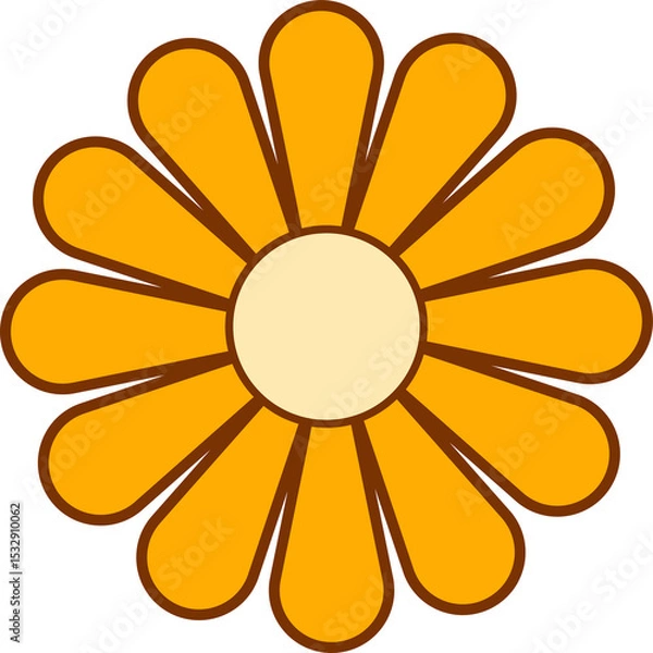 Obraz Stylized daisy flower is radiating orange petals in flat vector design on transparent background