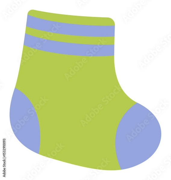 Fototapeta Flat-design sock is floating on transparent background showing lime green, periwinkle blue accents