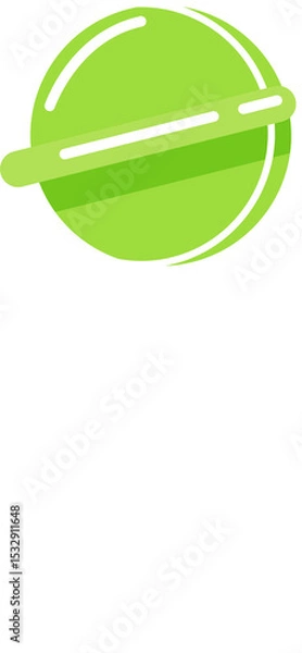 Obraz Green circular lollipop candy is floating on transparent background in flat design illustration