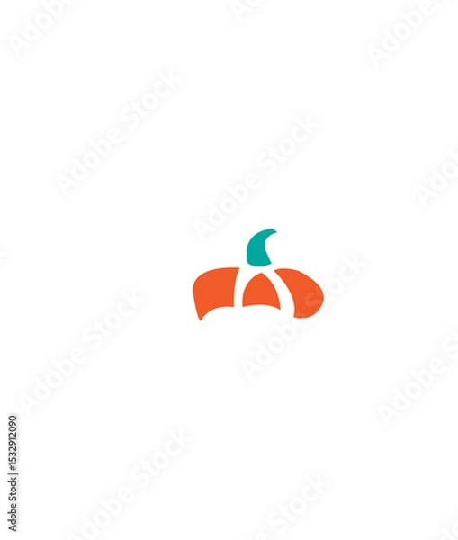 Obraz Stylized flat design mummy is sitting cross-legged on transparent background, holding small pumpkin