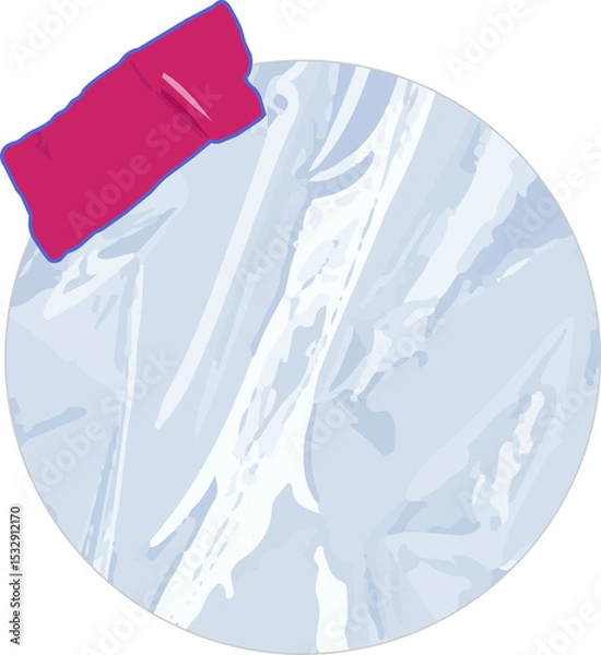 Fototapeta Flat design blue white marble circle is floating on transparent background, with pink tape
