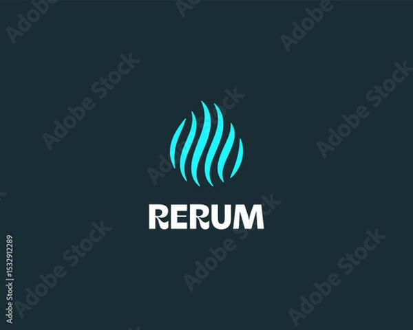 Obraz Abstract water drop logo from colorful waves or stripes. Aqua freshness symbol. Creative satellite technology communications vector sign.