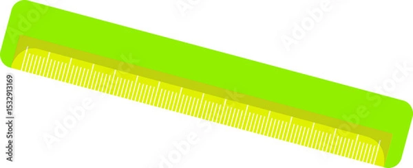 Obraz Flat design ruler is tilting on transparent backdrop, showing neon green with white metric scale