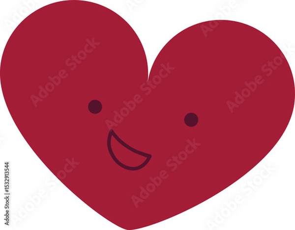 Obraz Cartoon heart shape is showing friendly smiling face in flat design on transparent background